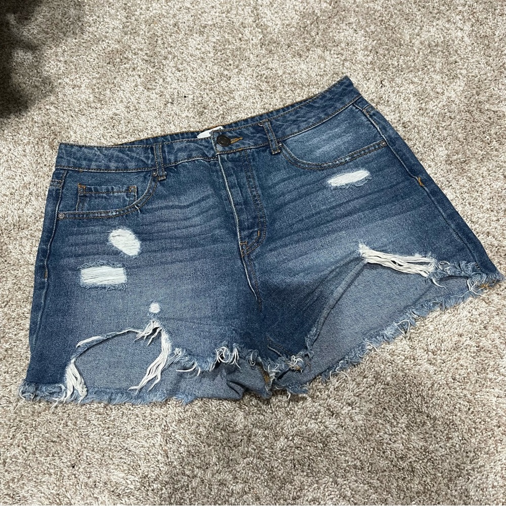 Denim Blue Distressed Women's Shorts